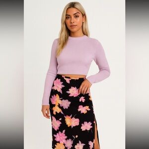 Spring Double Layer Black Floral Midi/ Maxi Skirt Size 6